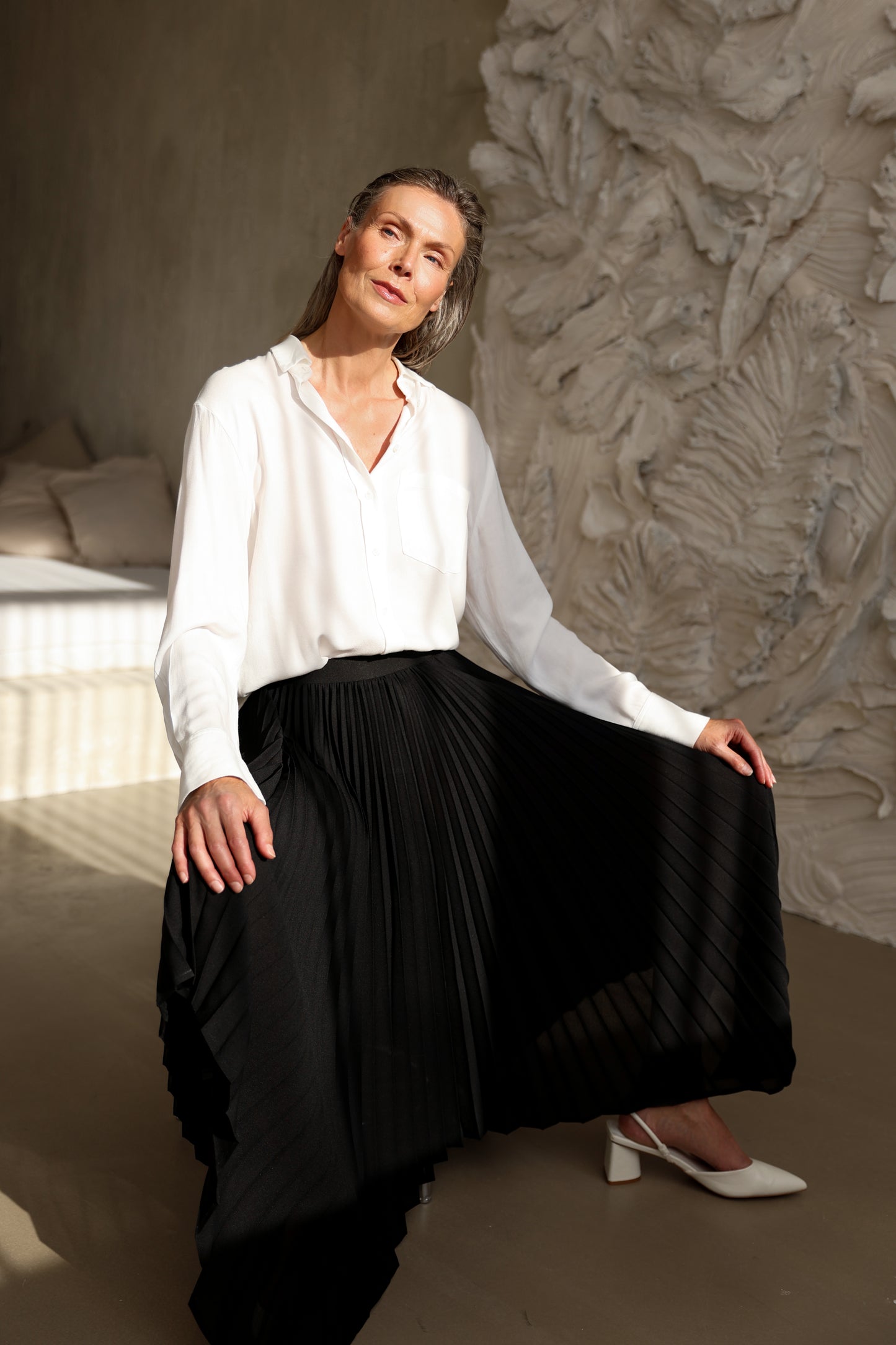 Asymetrická plisovaná sukňa