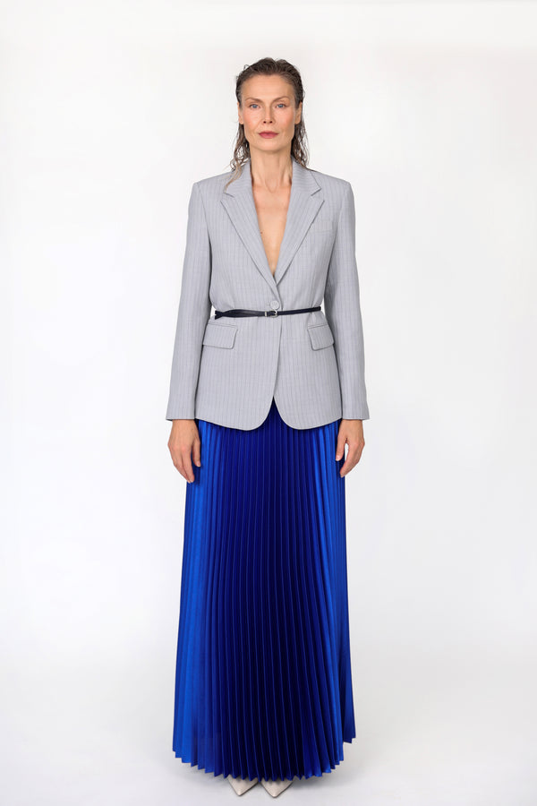 Polkruhová maxi plisovaná sukňa