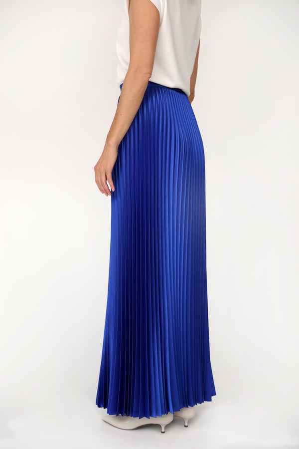 Polkruhová maxi plisovaná sukňa