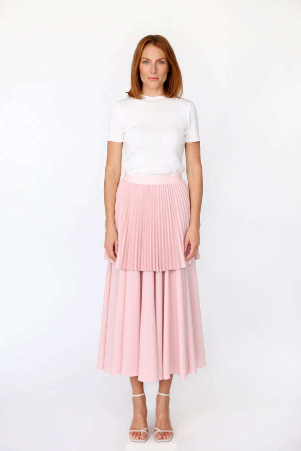 Kruhová kombinová plisovaná sukňa