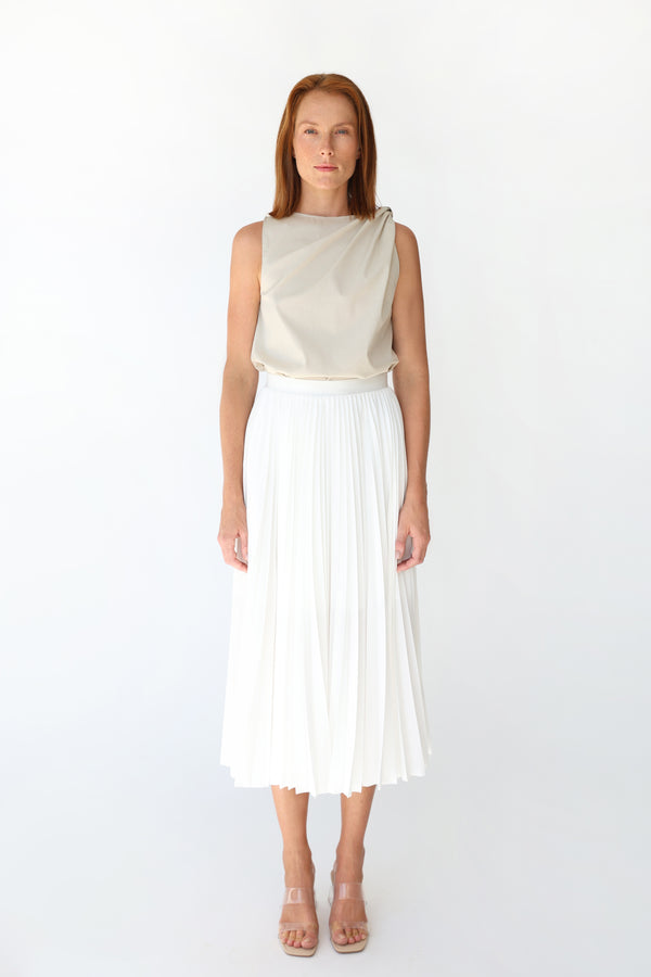 Kruhová plisovaná sukňa ivory
